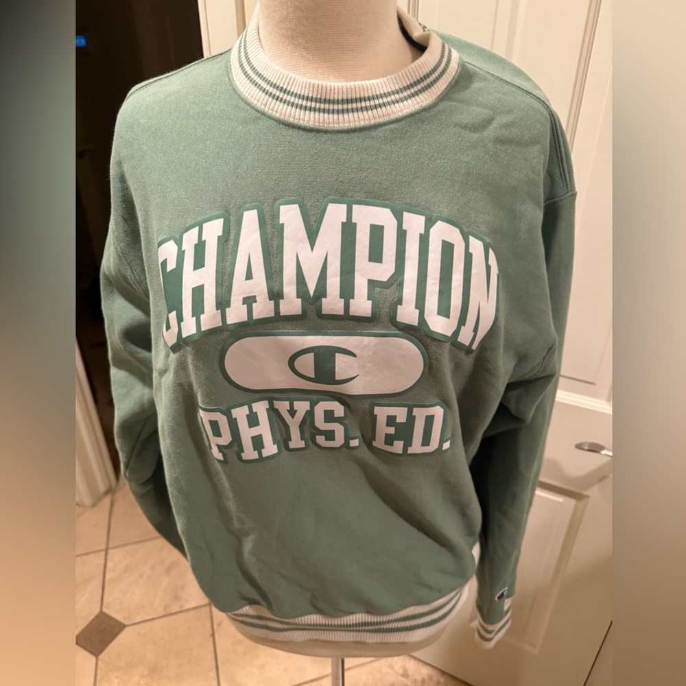 Women’s Unisex Vintage Champion Green Phys Ed Sweater Medium